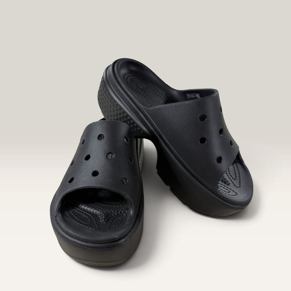 Crocs Stomp Platform Slide Sandals Black Unisex M5/W7